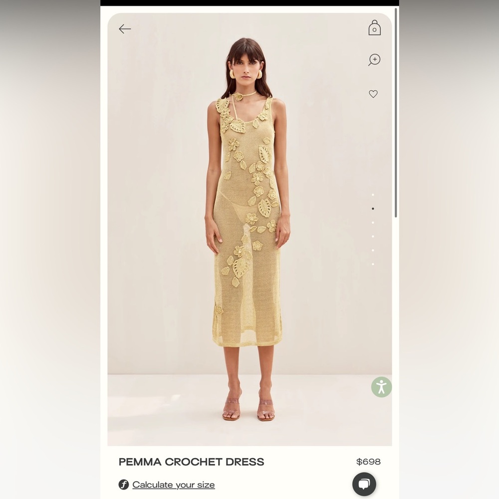 CULT GAIA Pemma Crochet Dress in Gold - Small
